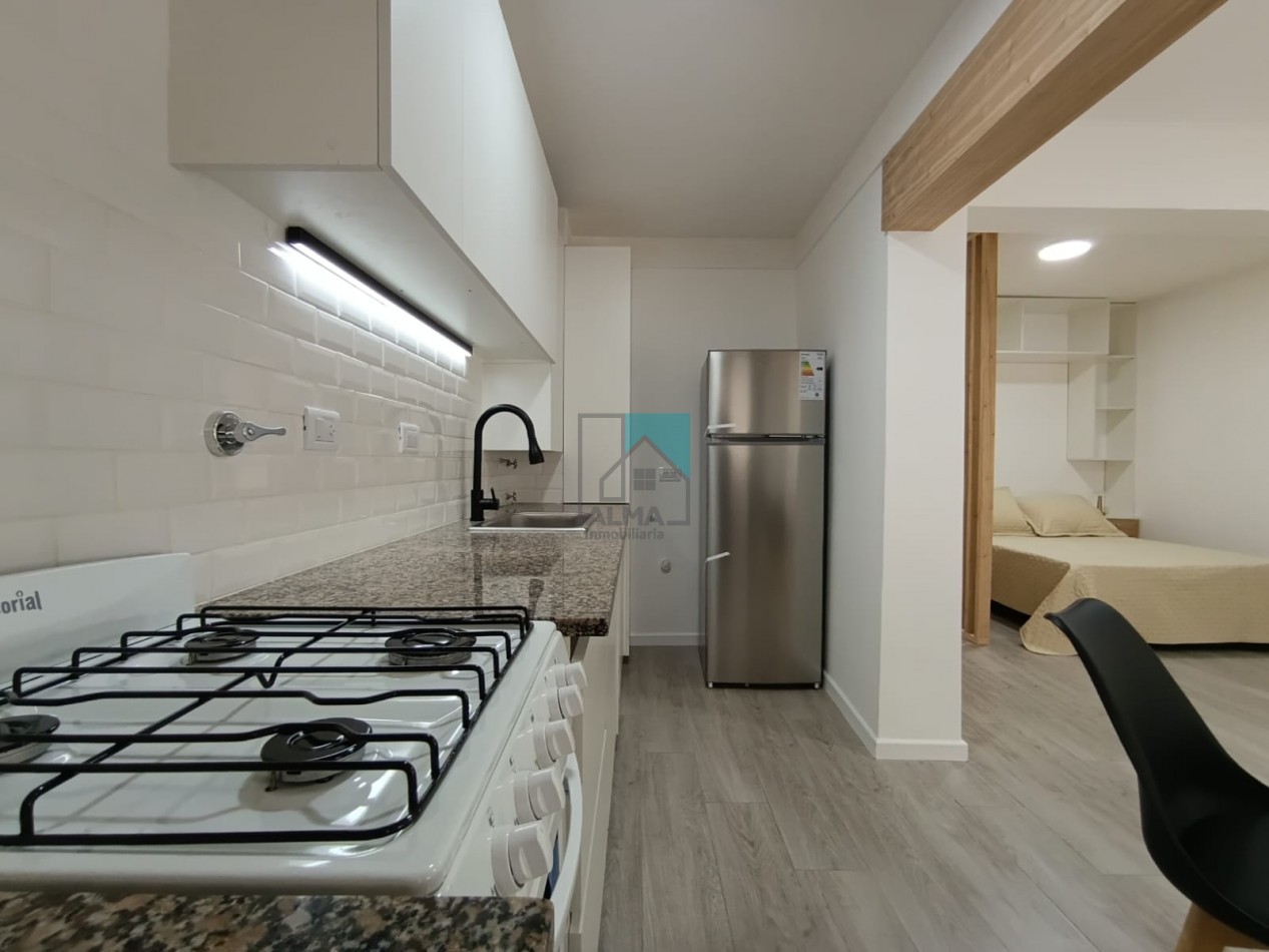 Excelente monoambiente con balcon terraza - Completamente reciclado y amoblado